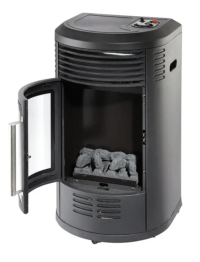 Meva Plynová kamna Relax Deluxe 3,4 kW TB20001 se skleněnými dvířky, piezo