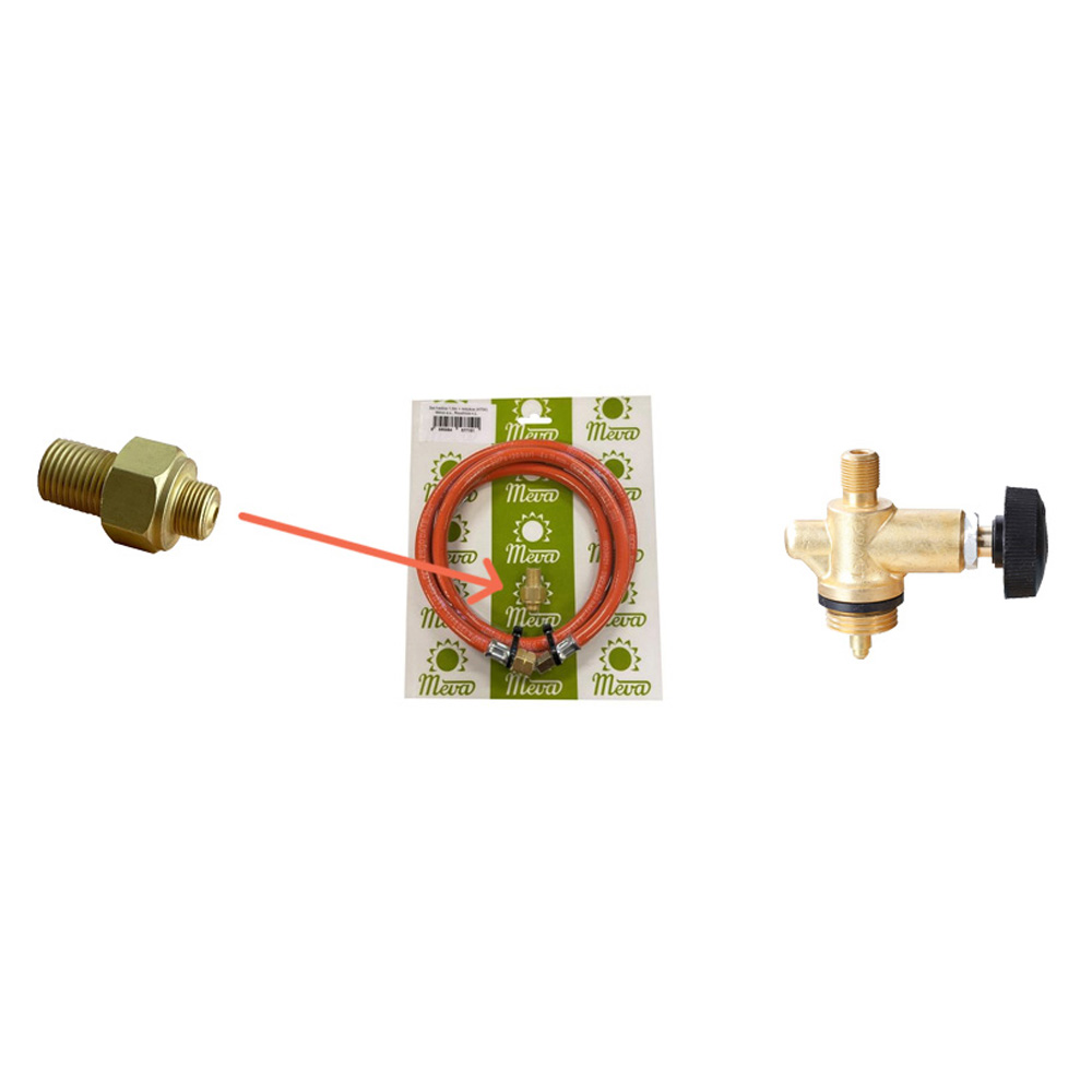 Připojovací set Meva 4754 + 2157 na 2kg PB láhev (závit 7/16"), redukce, přímý tlak