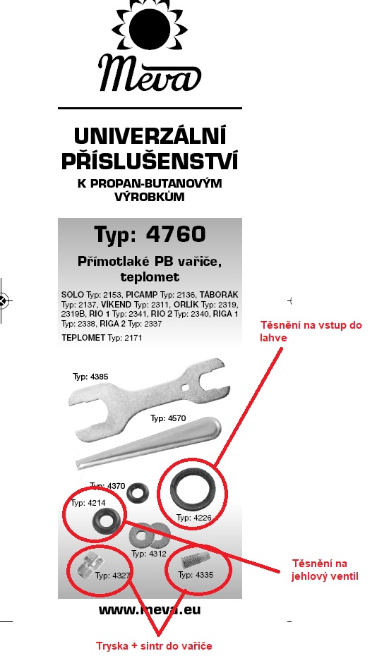MEVA ND Balíček příslušenství camping vařiče 4760 vysokotlaké