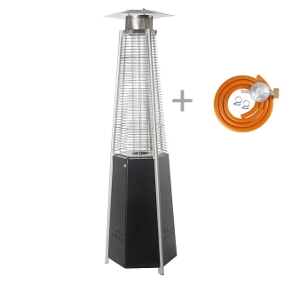 Terasové topidlo Hexagon 12,5 kW 195 cm plynové Meva TZ21001 černé s plamenem
